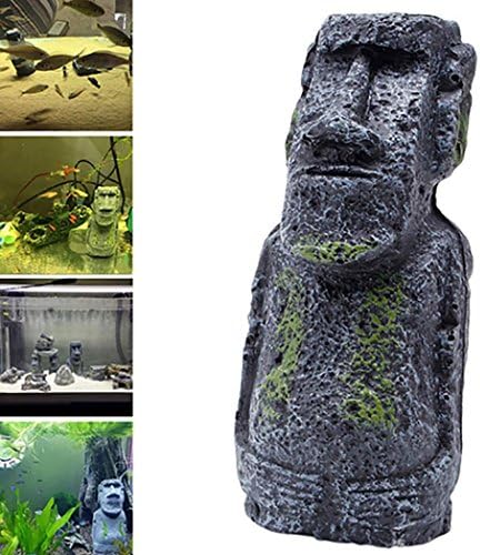 Zolimx Aquarium Easter Island Stone Resin Crafts Antique Roman Portrait (L)