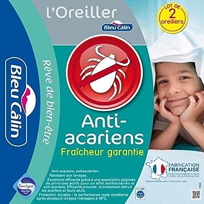 Bleu Câlin Lot de 2 Oreillers Hygiène Parfaite Anti-Acariens Blancs 45x70 cm OAEH