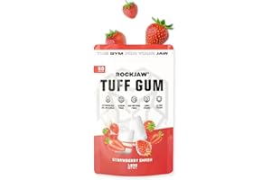 ROCKJAW® Hard Jawline Gum – Tuff Gum 2.0 avec complexe de vitamines B – 100 % xylitol, sans aspartame, sans sucre (2 mois d'approvisionnement) – Strawberry Smash (sans timme)