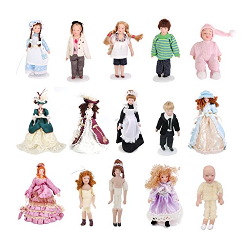 1:12 Puppenhaus Miniatur Blau Servent Girl Puppen blau Kleid Dekoration - 5