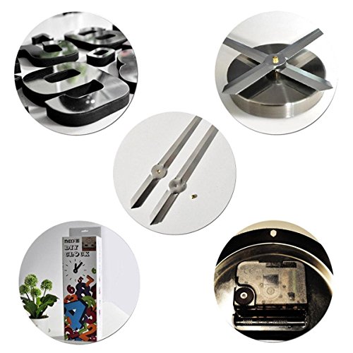 ZJchao 3D Wanduhr Vinyl DIY Clock Moderne Wandtattoo Spiegel-Oberfläche-Aufkleber Dekoration (Schwarz) - 3