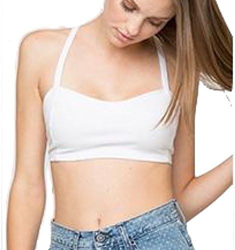 Caged Back Cut Out Padded Bra Bralette crop top (White cage back)