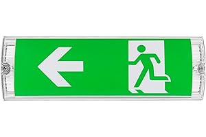 Leikurvo Éclairage LED secours, lampe de sortie de secours avec batterie jusqu'à 3 h, panneau de 4 pictogrammes