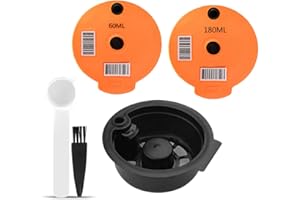 BENFUCHEN Cápsula de café reutilizable con 2 tapas (180 ml y 60 ml) para la serie Tassimo Bosch Vivy