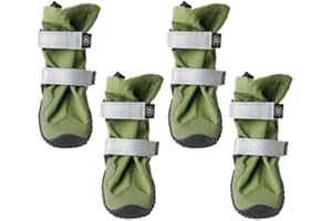 Spark Paws Flex Shell Chaussures imperméables pour chien, protection des pattes pour toutes les saisons, résistantes à l'eau, semelle résistante et sangles réfléchissantes, vertes, taille D