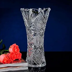 Sajani Crystal Clear Flower Vase for Home Decor/ Glass Flower Pot for Living Office/Home