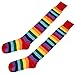Produktbild UTOVME Damen Regenbogen Strümpfe Streifen Kleider Überknie Oberschenkel Hohe Länge Cosplay Socken für Weihnachtsfeier Kostüm Show Bunt Strümpfe Einheitsgröße