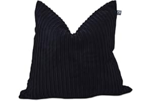 rucomfy Beanbags Soft Corduroy Square Floor Cushion - Use as Large Cushion, Pillow or Extra Seating - Home Living Room Decor or Bedroom Furniture - Machine Washable - L68cm x W68cm (Black)