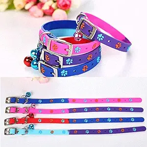 Pets Empire Cat Kitten/Ferret/Rabbit/Puppy Extra Small, Sofe Silicone Pet Whelping Collars with Bell - Non-Toxic, Environment-friendly - Colorful Collar for Small Pet Animals - Paw 1 Piece Color May Vary