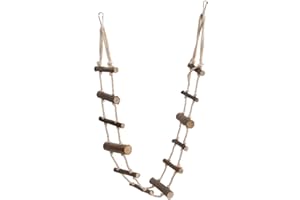 VIAGASAFAMIDO Échelle d'escalade pour Animaux de Compagnie, Jouets pour Animaux de Compagnie Hamster Bois Longue échelle de Corde d'escalade Perroquet écureuil Pont de Corde de Suspension pour écureuil Hamster to