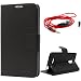 DMG Diary PU Leather Flip Cover Wallet Stand Case for Xiaomi Redmi Note 3 (Black) + 3.5mm Flat AUX Cable with Mic RS.399.00