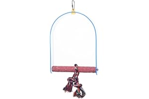 PARROT ESSENTIALS Sanded Nail Arch Swing Perch with Cotton Rope - Large Parrot Toy Nest Swing for Nail Trimming - Wooden Bird Perch for African Grey, Amazon, Cockatoo - Pet Swing for Birdcage