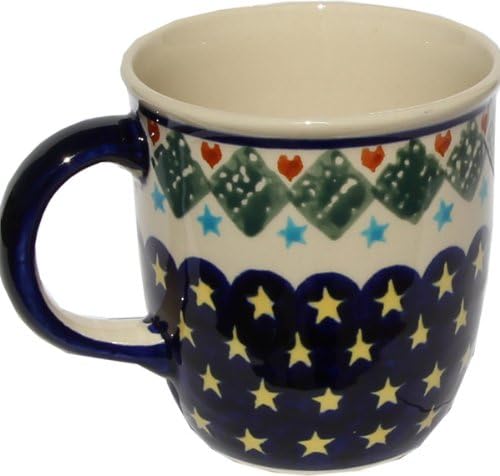 Polish Pottery Mug 12 Oz. From Zaklady Ceramiczne Boleslawiec 1105-198 Classic Pattern, Capacity: 12 Oz.