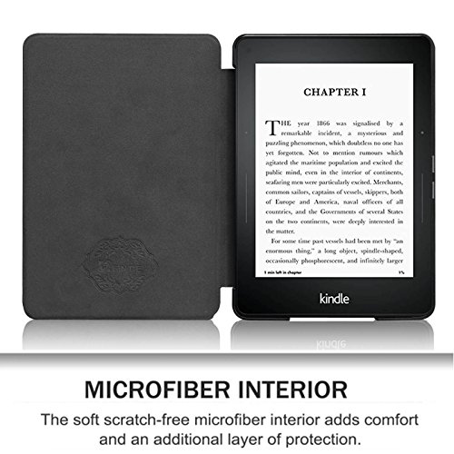 Kindle Voyage Hülle Case – Fintie [Yamato Brise Serie] Ultra Slim Lightweight Schutzhülle Tasche Cover mit Auto Schlaf / Wach Funktion Standfunktion nur geeignet für Kindle Voyage, Fleur rouge - 6