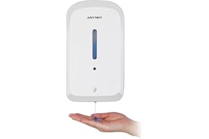 anydry Distributeur Automatique de Savon Liquide Professionnel de 1000 ML, à Montage Mural, sans Contact, pour Toilettes à Fort trafic, Bureaux, hôpitaux, modèle 1220S Blanc