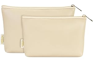 WANDERING NATURE Mała kosmetyczka, mała kosmetyczka, do torebki, 2 sztuki, mała torebka na makijaż, ze skóry PU, 2 sztuki, z zamkiem błyskawicznym (zgłoszona opatentowana), beżowy