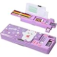 OBABO [Upgrade] Pop Up Multifunction Pencil Case for Kids, with Calculator Sharpener Cute School Supplies Multifunction Stationery Organizer Space Gift for Kids Teens (Purple)