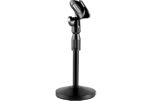 HI-ERA Desktop Microphone Stand Height and Angels Adjustable for Diameter Max 1.77" Desk Mic Stand Holder, Table Microphone Holder Hold Up to 3.3Lbs Suitable for Podiums, Meeting Rooms, etc