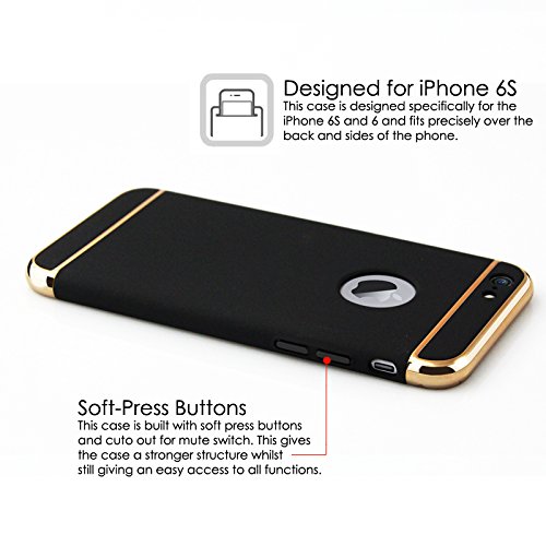 iPhone 6S Case, Rose Gold Slim Fit Matte Hard Case and Screen Protector for iPhone 6S/6 Cover [Rose Gold][4.7