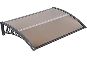 YIZHE Marquesina techos para Puertas Puertas Ventanas techos policarbonato transparente, parte superior de la puerta para protección solar externa y lluvia (Marrón)80 * 120cm