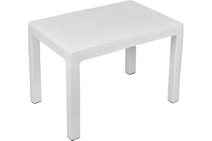 URBN GARDEN 40x60cm Outdoor Plastic Lightweight Coffee Table Patio Balcony Garden Furniture (White)