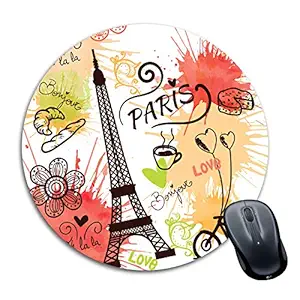 Tinywalk Doodle Travel mousepads Waterproof Foldable Mouse Pad with Nonslip Base for Laptop & Desktop Mouse Round (8X8) inch