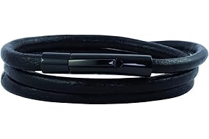 König Design Lederkette Lederband Leder-Armband 4 mm Herren Halskette Schwarz 50 cm lang mit Hebeldruck Verschluss Schwarz Rund