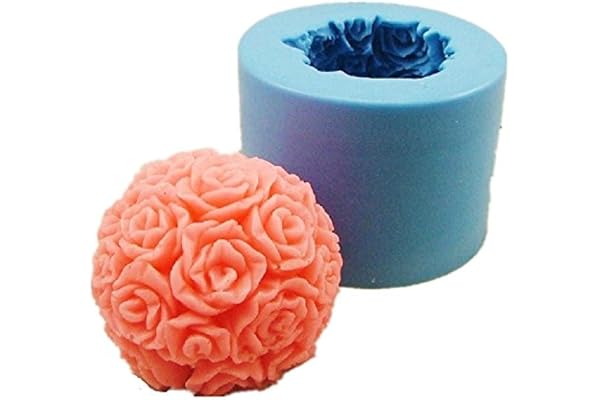 Allforhome stéréo bricolage Rose Handmade Soap Silicone Moules Bougie bricolage Mold;Taille Fini: 5.5 * 5.5 * 5.2 cm;Couleur: aléatoire (la plupart sont de couleur rose)
