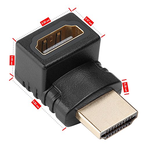 AMANKA HDMI Adapter HDMI Stecker auf Buchse Kupplung High Speed HDMI Connector, 90 Grad Winkelstecker mit Vergoldete Kontakte unterstützt 3D, 4K, Full HD, 1080P – Schwarz - 2