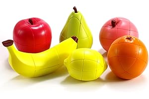 Yealvin Juego de Cubo de Velocidad, Frutas 3D de Melocotón, Limón, Naranja, Plátano, Manzana y Pera - Cubo Mágico Rompecabezas Cerebral, Paquete de 6