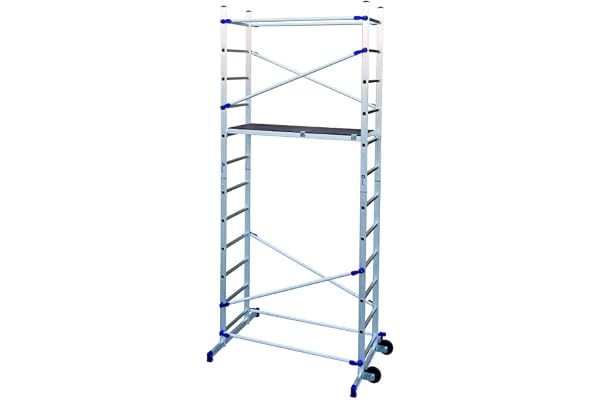 Facal 5985836 Clic, aluminium gör-det-själv ställning, körutrustning med trappjustering, 4,36 m arbetshöjd