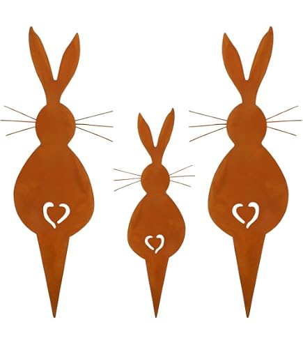 Rostikal Osterhase Edelrost – Gartenstecker 40 Cm – Osterdeko Für Draußen – Handmade Germany