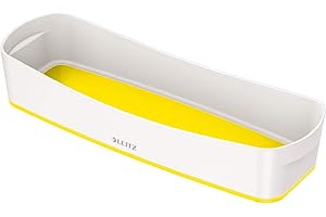 ‎LEITZ Leitz MyBox Aufbewahrungsschale, Längliche Form, perlweiß /gelb, Wasserabweisend, WOW, 52581016