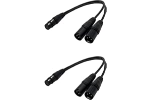 BRIEFCEC 2-Pack XLR Splitterkabel, Mikrofon Hona Till Dual Hane 3-Stifts Splitter Sladd Ljudadapter, Zinklegering Jack OFC Ko