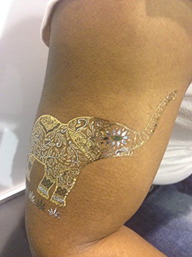 4 + 1 Bögen Metallic Tattoo Set Elli Türkis Flash Tattoo Aufkleber Hübsche Schmuck Tattoos - 9