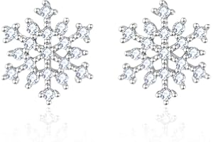LINSTER Orecchini a Fiocco di Neve da Donna Argento Sterling 925 con Zirconi Cubici Neve Orecchini Pendenti Gioielli di Natale Regali per Donne