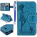 Produktbild FESELE Schmetterling Lederhülle für [Samsung Galaxy A3 2017] Ledertasche Handytasche Lanyard Brieftasche Hülle, Samsung Galaxy A3 2017 Prägung Katze Butterfly Muster Mädchen Leder Case Schutztasche Klappetui Schlanke Hülle Magnetverschluss Flip Cover Kartenfach und Ständer Standfunktion für Samsung Galaxy A3 2017 + Blau Eingabestift-Katze,Blau