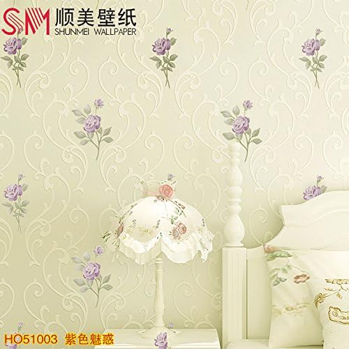 Damlonby In the United States and non-woven cloth idyllic wallpaper bedroom living room wall marriage room cozy and romantic bedroom wallpaper 3d purple Director Huo wallpaper. Specifications: 0.53*10m
