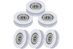 V&J Pack 6 Uds. Rodamientos de 5x24x7 mm con Núcleo de Acero Inox para Puertas Correderas. Kit Ruedas para Puertas Mosquiteras, Ventanas, Cajones, Puertas de Aluminio y Armarios. (Blanco)