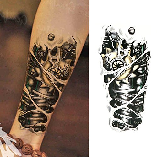 Oottati Tatouages Temporaires Bras Jambe Bras Mécanique (2 Feuilles)