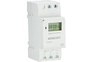 Wengart Digital Timer Switch THC15A,230V,Weekly Programmable,Up to 28 Groups On and Off,Rail Mounting, Potential-free Switch Output,Simplify Daily Tasks
