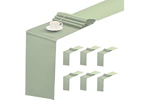 HASJOIN 6 Pack Sage Green Table Runner ,Satin Table Runners, 12x72 Inch Silk Table Runner for Wedding Party Birthday Banquet Table Decoration