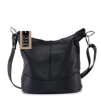 OH MY BAG Sac à main femme en cuir porté bandoulière Modèle Beaubourg noir Soldes