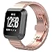 Produktbild TopTen Fan-Motive Edelstahl-Sport-Handgelenk Armband Strap Ersatz Zubehör Armbanduhr-Band für Fitbit Versa Gesundheit und Fitness Smartwatch M Rose Gold