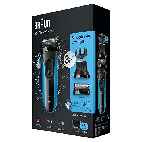 Braun Series 3 Shave&Style 3-in-1 Elektrischer Rasierer 3010BT, mit Präzisionstrimmer, blau/schwarz - 6