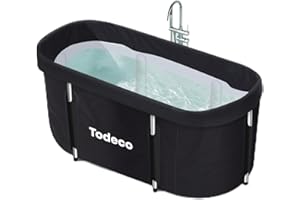 Todeco - Bañera plegable para adultos, grande para spa portátil móvil, para ducha, bañera de hidromasaje, plegable, para baño pequeño, 120 x 55 x 50 cm, color negro