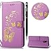 Produktbild Nokia 6 Handyhülle,Nokia 6 Hülle,WIWJ PU Cover Case Leder Flip Wallet Schutzhülle Stoßfest Bumper mit Kartenhalter Klappständer Magnetic Case Hülle Premium Schutzhülle Case[Heißprägen Prägung Schmetterlinge Ledertasche] Kreative Muster Design Bookstyle Tasche Flip Brieftasche Case Hülle für Nokia 6+1x Touch Stylus Pen-Lila
