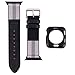 Produktbild Qianyou Apple Watch Armband mit Hülle,38mm Sport Nylon Leder Armband Vintage Echtleder Uhrenarmband mit Silikon Case für Apple Watch Series 1, Series 2,Series 3,Sport,Edition,Nike+,Schwarz Streifen