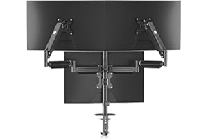 PHOLITEN Soporte triple para monitor para 3 monitores, soporte de escritorio ajustable con resorte de gas con rotación giratoria de inclinación para tres pantallas de 17 a 27 pulgadas de hasta 6 kg cada una, 2