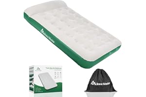 Brace Master Colchón Hinchable con Almohada,Cama de Aire Individual,Dimensiones de 203 x 99 x 22 cm,con Bolsa de Almacenamiento,Verde